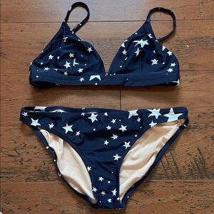 J. Crew Navy and Beige Bikini